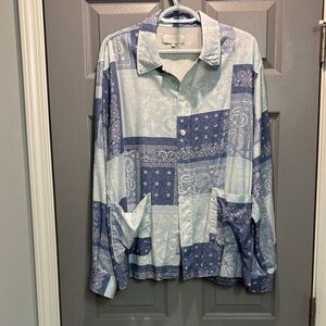 Kith Blue and White Patchwork Shirt